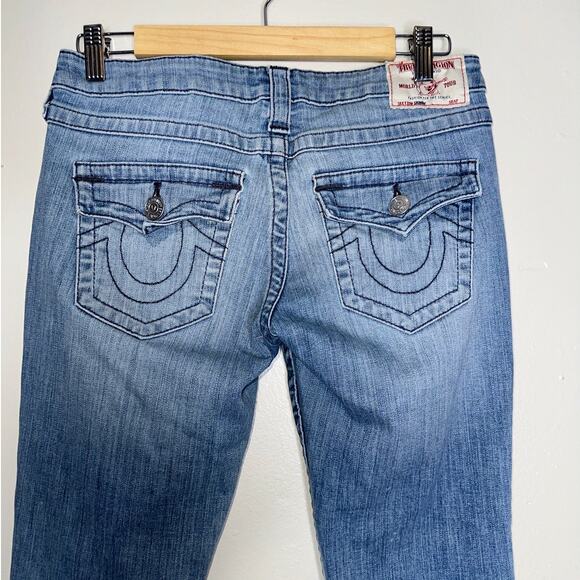 True Religion World Tour Indigo Dreaming Flower Skinny Jeans Low Rise Size 28 - Picture 7 of 7